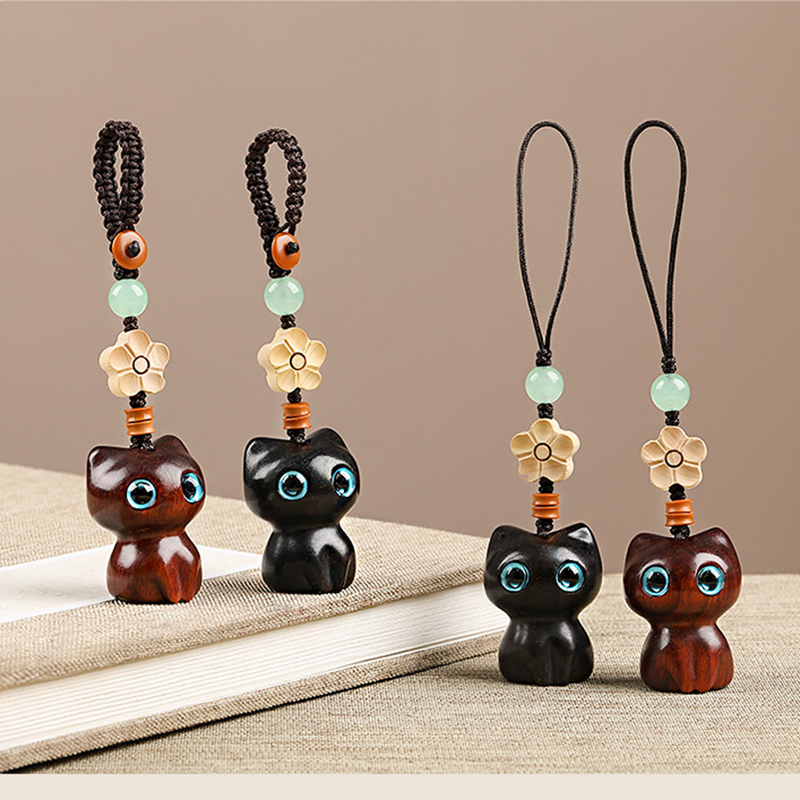 2025年新款黑檀木猫咪汽车钥匙扣