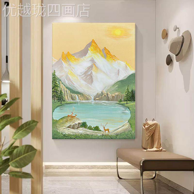 网红画.原《金山聚宝》客绘厅沙创发装饰画手玄肌理挂竖关版