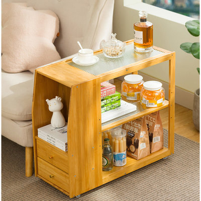 沙发边几茶水柜可移动茶台现代简约茶几小桌子客厅家用带滑轮边柜