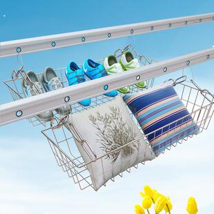 博英迪阳台衣架晾晒篮外挂不锈钢晒鞋架高层室外晒鞋子Y晒枕头神