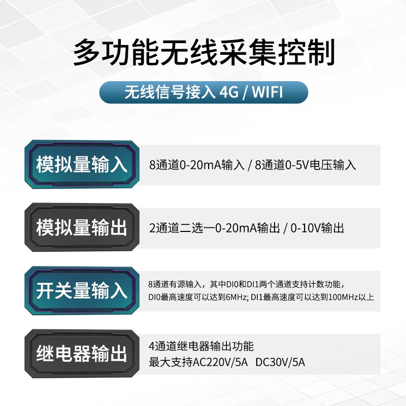 拓普瑞4G WIFI多功能tRTU模拟量数据采集模块无线远端监控物联网
