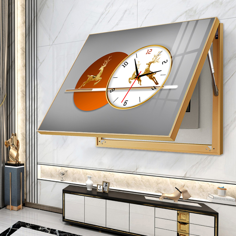 高端电表箱装饰画带钟表电源开关盒遮挡装挂画横款液Z压杆配电箱