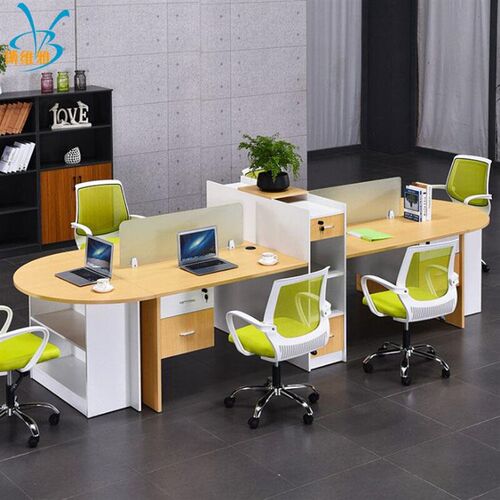 BWY-1009办公桌带高室柜四员桌组合H办工办公卡座办人公区书柜双