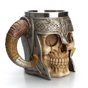 600ml Skull Coffee Mug Retro Horn ESkull Resin Beer Mug Stai