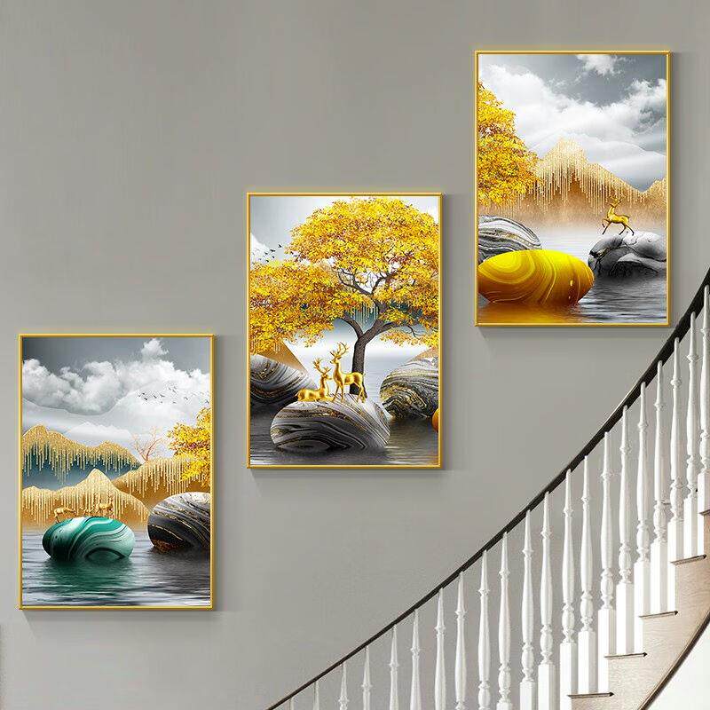 逸馨楼梯装饰画现代简约客厅三联沙发背景墙壁画玄关过道楼梯间复