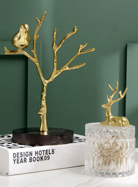 极速纯铜玄关钥匙收纳架摆件入户进门门口鞋N柜现代轻奢中式树枝