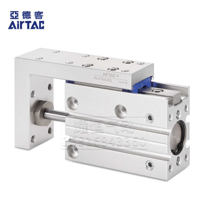亚德客精密滑轨侧导轨滑台气缸HLH6/10/16/20G*5X10X15X20X25X30S
