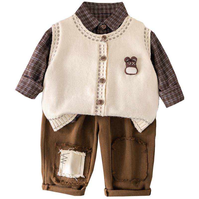 男童2025新款秋季套装洋派潮4儿童三件组男宝衣服春秋1岁婴儿秋装