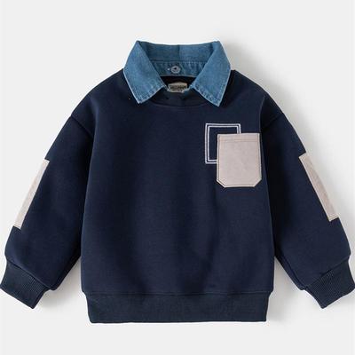 男童加绒卫衣假领秋冬款2025新款童装中小童外套宝宝帅气儿童上衣