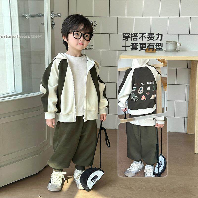 男童秋季套装春秋儿童秋装2025新款小少爷男孩运动衣服帅气潮童装