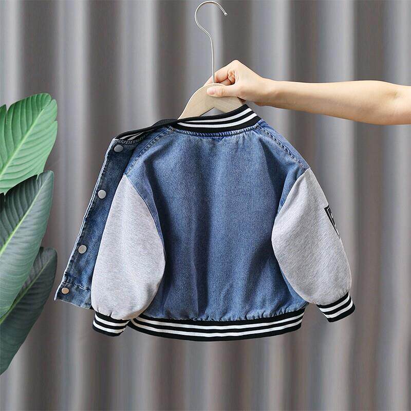 儿童奥特曼外套2025新款春秋装中小童拼接棒球服男童春款牛仔上衣