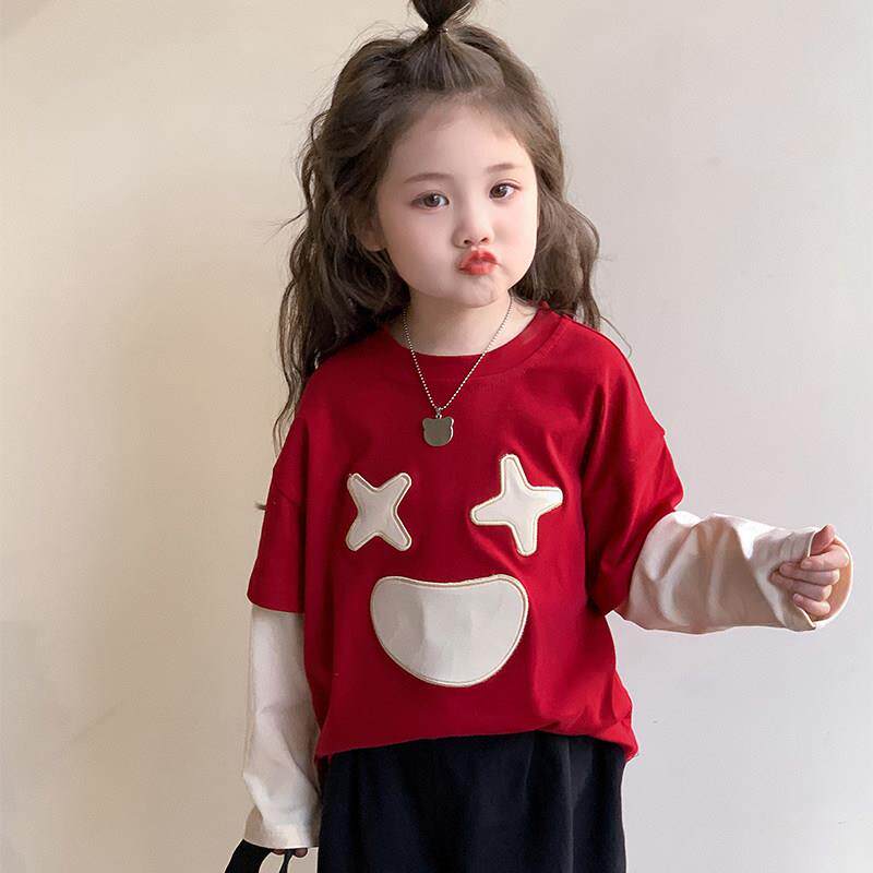 女童卫衣春秋2025新款儿童洋气纯棉秋季女宝宝时髦秋装假两件上衣