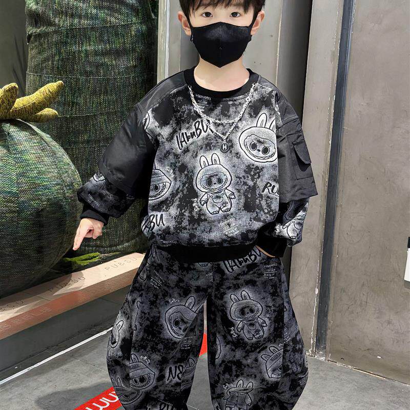 童装儿童套装男童春秋款休闲卫衣两件套宝宝男孩秋装帅气时髦衣服