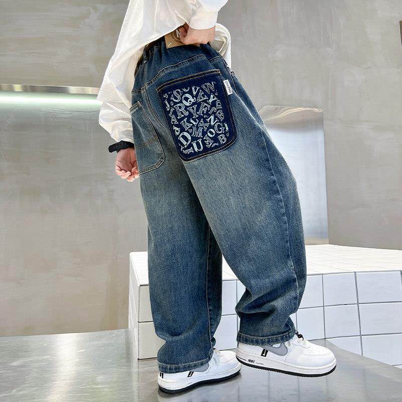 男童春装潮牌牛仔裤大童长裤休闲2026新款儿童加绒裤子秋冬季保暖