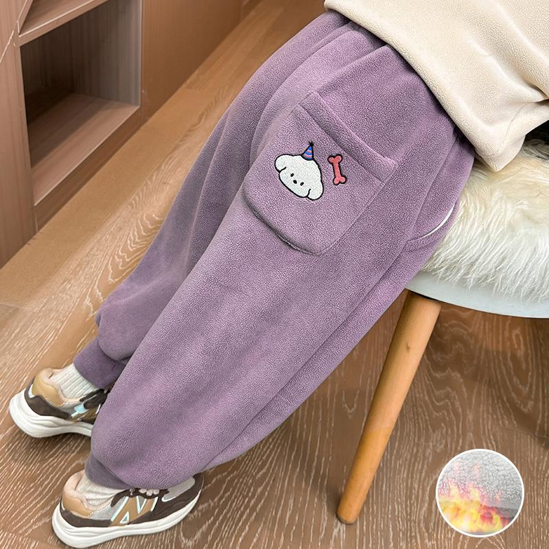 女童加绒裤子秋冬季儿童暖暖裤2025新款棉裤宝宝加厚摇粒绒休闲裤