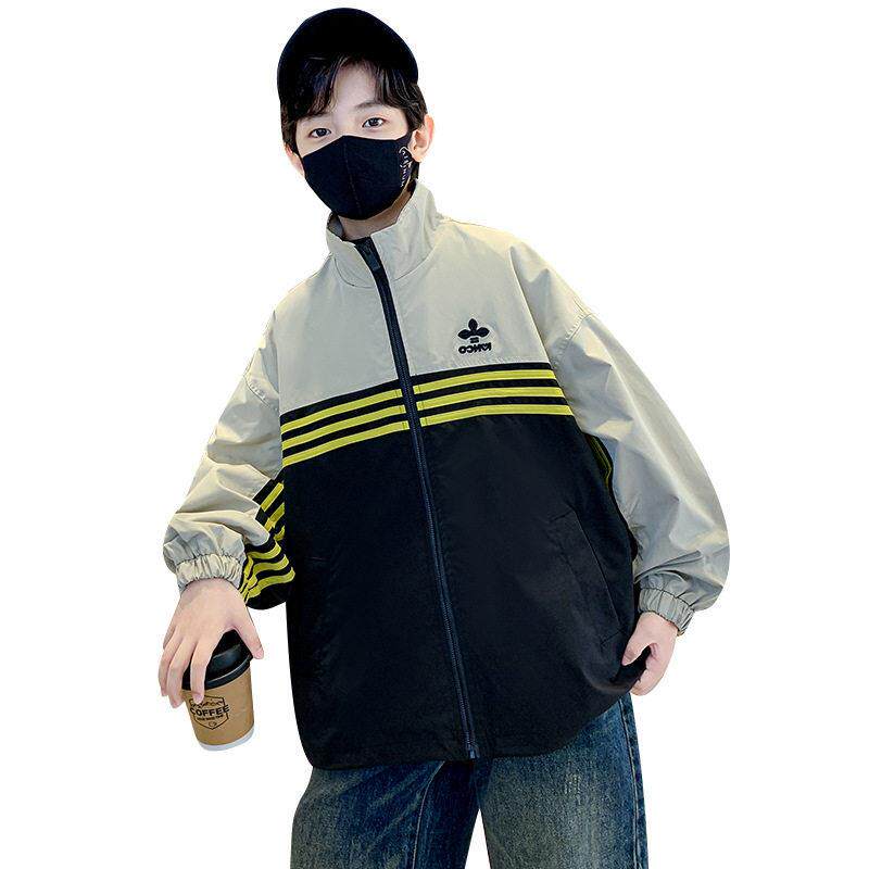 男童拼色运动棒球服外套2025新款中大童春秋装初中秋季冲锋衣上衣