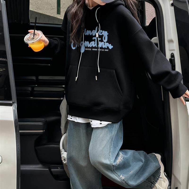 女童加绒连帽卫衣秋冬装2025新款儿童洋气上衣女中大童超好看外套