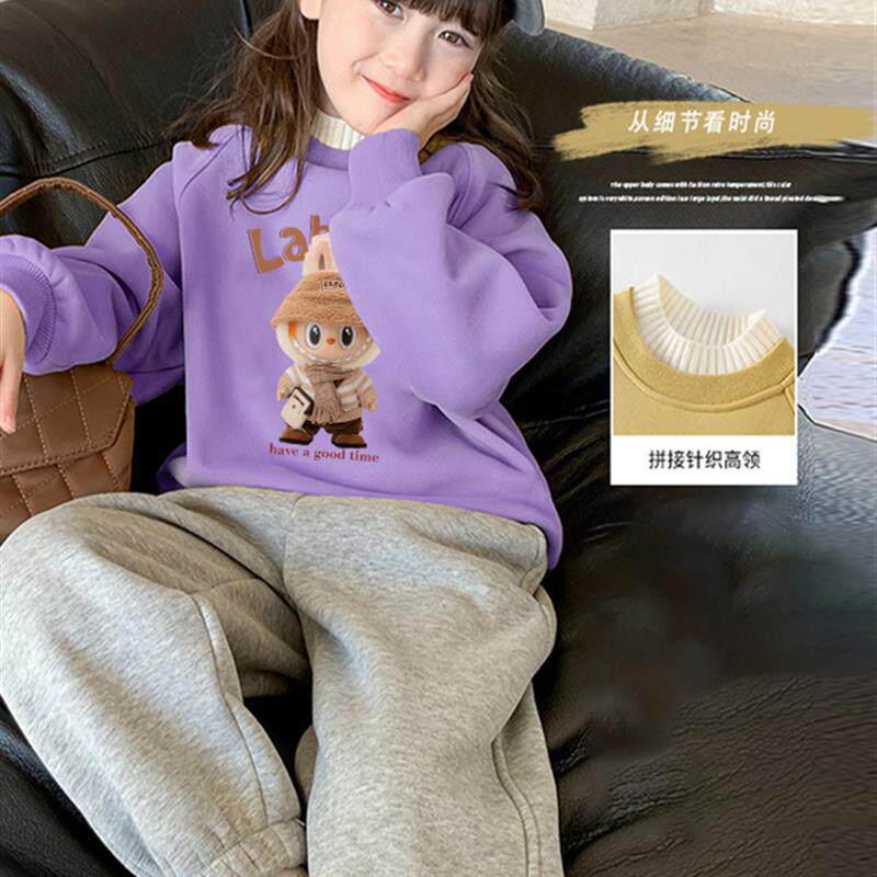女童卡通长袖宝宝卫衣2025秋冬新款洋气时髦儿童中大童加绒上衣服