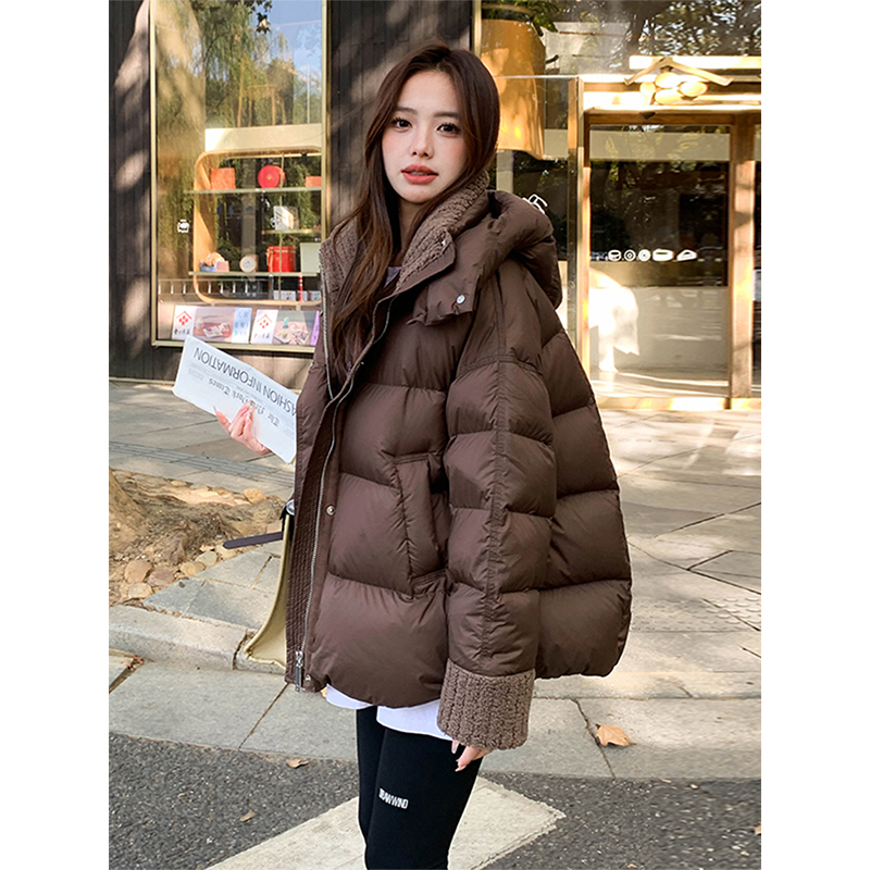 大码女装羊羔毛领羽绒棉