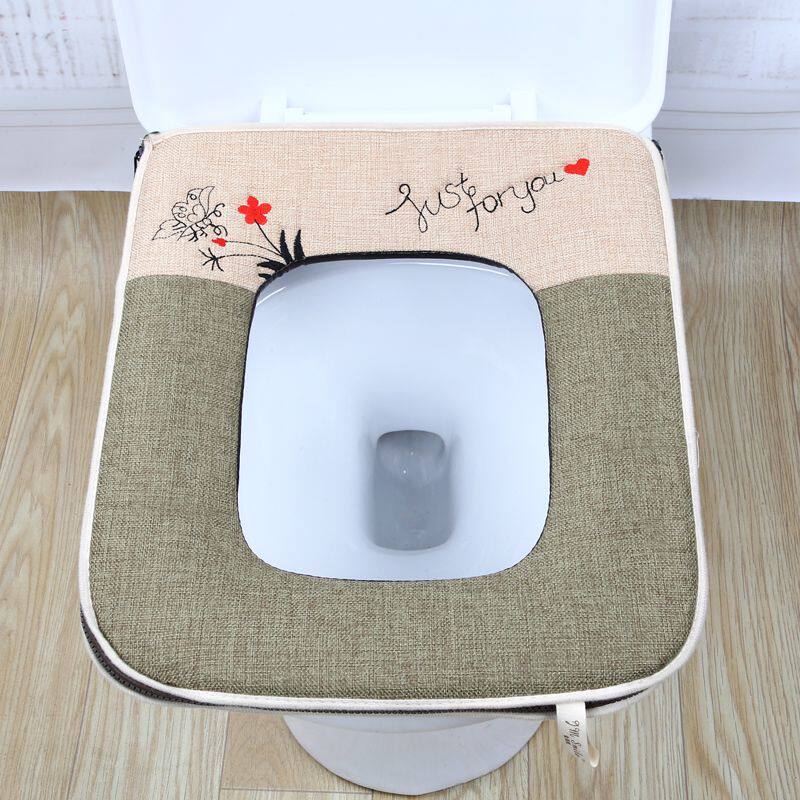 家用通用长方型拉链式方形马桶垫加厚可水洗坐便套