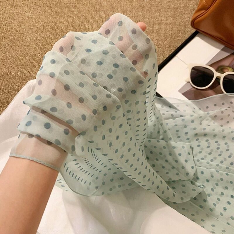 韩系简约白色波点细窄长条小丝巾女高级感薄款系脖围巾2025新款