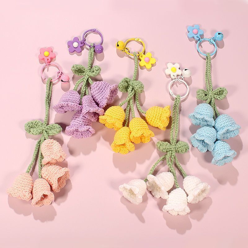 毛线钩编织风铃花串钥匙扣车挂送闺蜜礼物成品手工铃兰花朵包挂件