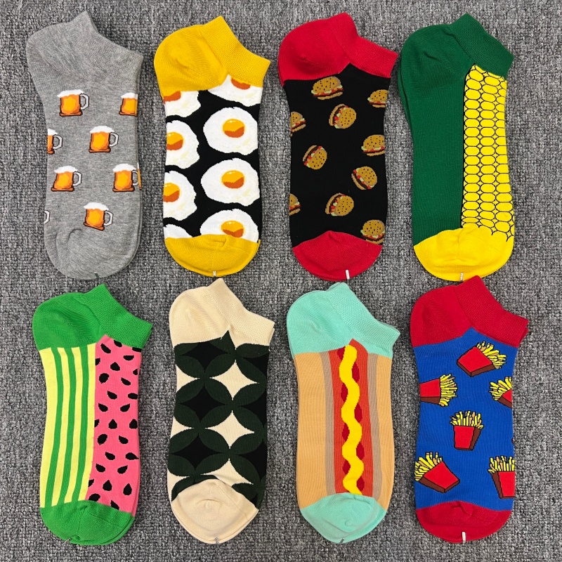 happy短袜新款男士潮牌多巴胺袜