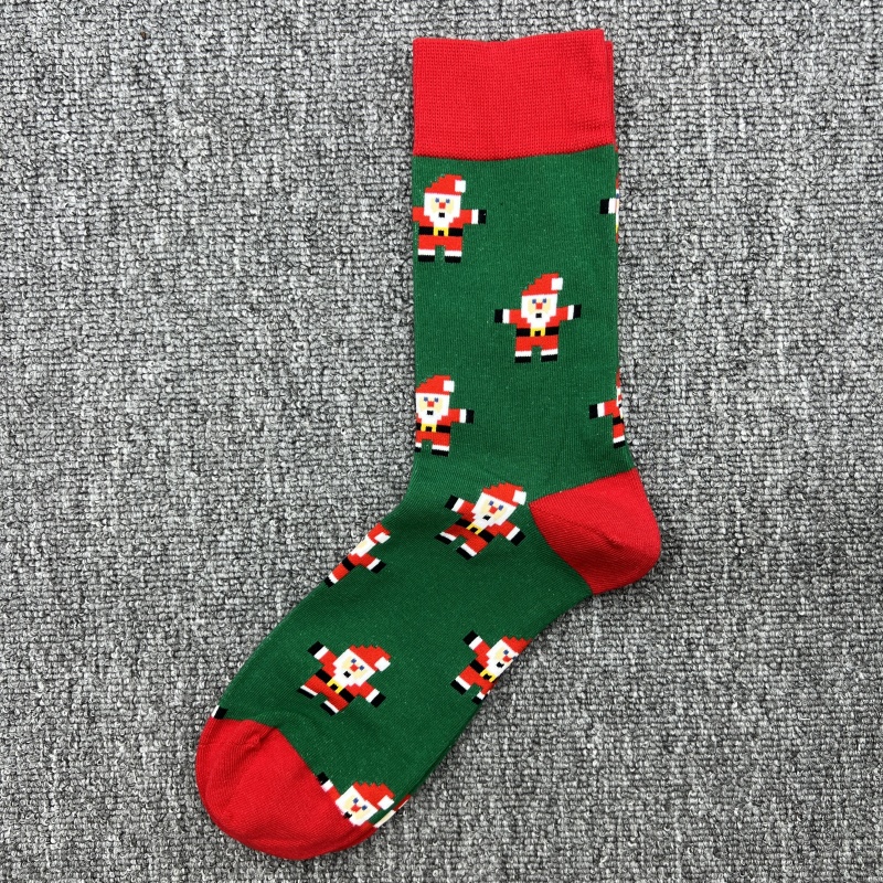 happy袜子圣诞中筒袜男士大码袜