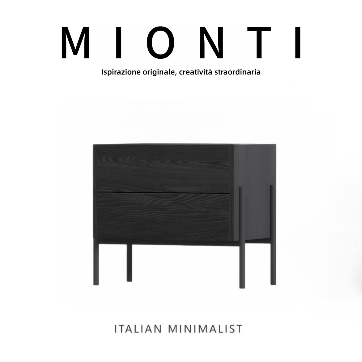 意大利Minoti进口实木床头柜极简卧室高级轻奢床边抽屉储物收纳柜