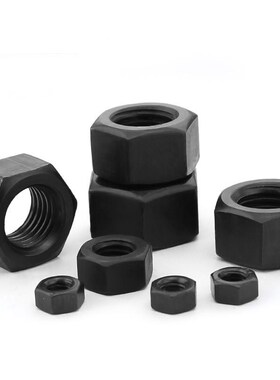 12.9级高强度六角螺母黑色幼牙六角螺帽细牙螺丝帽M2NM4M6M8M12M3