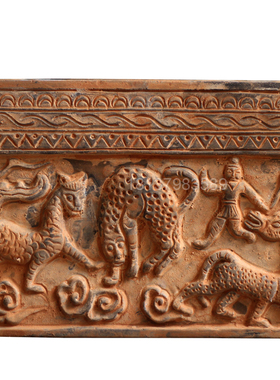 汉代画像砖摆件仿古灰陶砖雕w壁画古建筑装饰砖狩猎画像砖画像石
