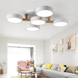 Nordic Wood Declor Led Ceiling Lights  Living Room 220V Roun