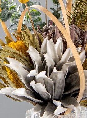 Rzone 现代j简约透明树脂花瓶整体花艺套装室内软装样板房装饰摆