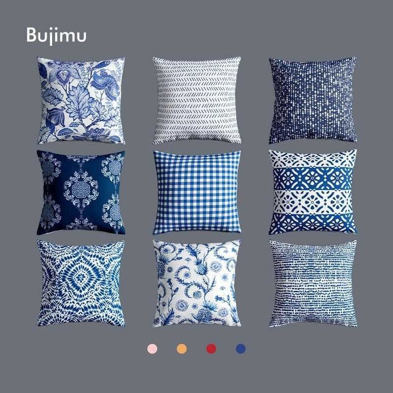 【直播推b荐】法式美式中式复古抱枕夏季蓝色几何靠垫民族风扎染,居家布艺,靠垫/抱枕,淘宝优惠券,粉丝福利购,淘宝优惠卷