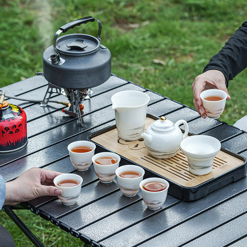 甄选户外旅e行茶具套装便携车载野外露营装备带烧水壶泡茶煮茶炉