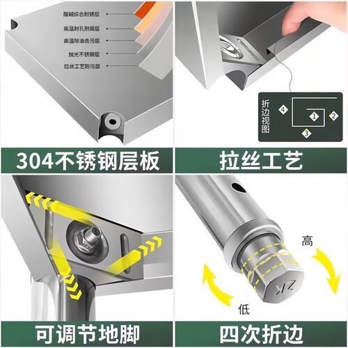 热销正宗3d04不锈钢厨房置物架家用货架收纳架微波炉落地式多功能