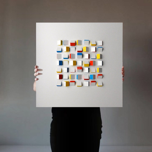 热销现代轻奢装饰画样板房实物画装置画立体雕刻R挂画不规则蒙德