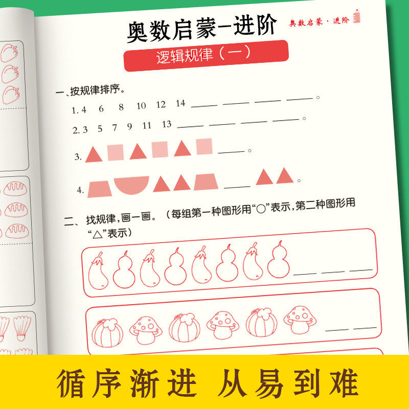 奥数启蒙初级进阶全套 2 册 3-10 岁幼儿园小中大班幼小衔接一年级数学思维训练 儿童专注力逻辑早教益智练习题册