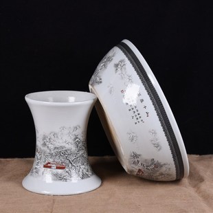 落地立柱式鱼缸碗莲睡莲盆大号养z鱼盆乌龟荷花缸家U用造景摆件陶