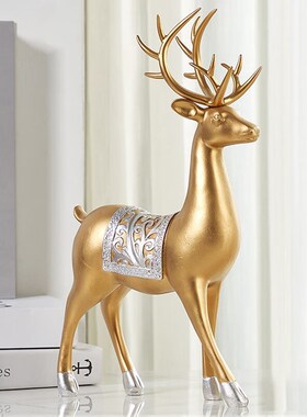 三多九如创意福鹿摆件电视柜玄关乔迁开业送礼P酒柜客厅对鹿情侣