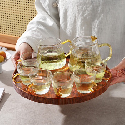 耐高温玻璃泡茶壶简约茶水分离家用单壶黑晶炉煮茶W过滤冲茶具器