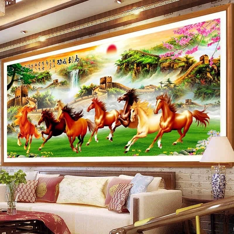 适用5d八骏图钻石画方钻马到成功长C城办公室满贴钻十字绣2025新,居家布艺,钻石绣,淘宝优惠券,粉丝福利购,淘宝优惠卷