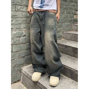 Mens Loose-Fit Denim Jeans Pants Stylish Street Style Wide