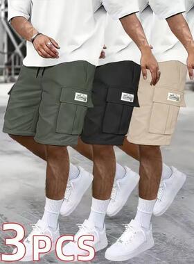 Men’s Cargo Shorts 3-Pack – Adjustable Drawstring, Casual