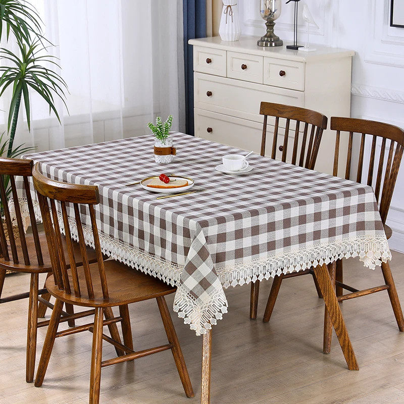 茶几桌布布艺棉麻简约现代北欧高档格子餐桌布长方形家用方桌台布,居家布艺,桌布,淘宝优惠券,粉丝福利购,淘宝优惠卷