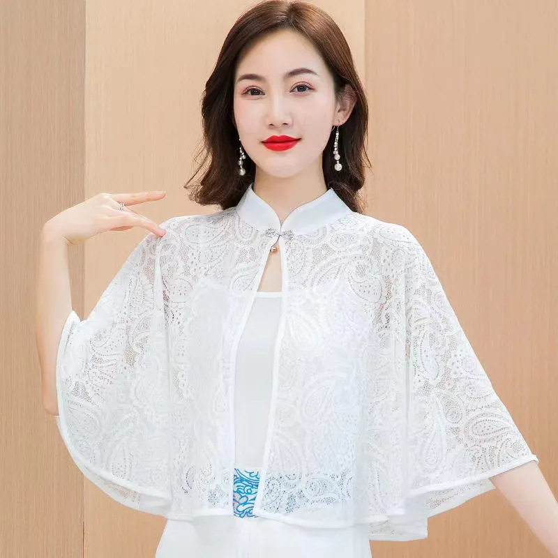 2026新款披肩外搭蕾丝斗篷大码女防晒披肩外搭披风配旗袍吊带外搭