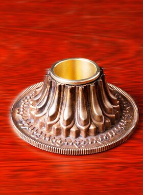 藏式用品纯铜手摇转动 s立体底座手工雕刻家用转桶筒莲花座稳重