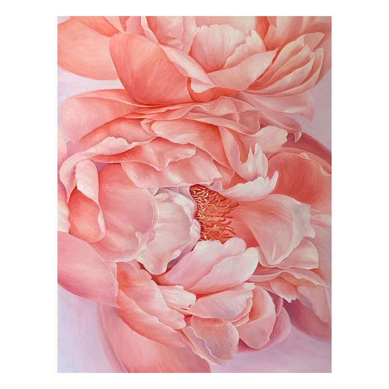 红色花开富贵f牡丹花纯手绘油画花卉花朵装饰画客T厅挂画玄关肌理图片