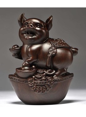 黑檀木雕十二生肖摆件一套实木质鼠D牛虎兔龙蛇马羊猴鸡狗猪工艺