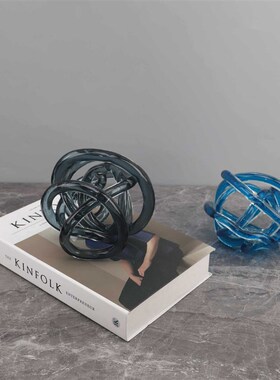 轻奢创意玻璃线球麻团摆件客厅样板房电视柜玄关R桌面软装饰品摆